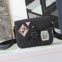 Premio Replica Borse a tracolla Dior Saddle piccola con patta nera Imitazione Outlet