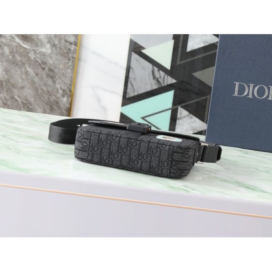 Premio Replica Borse a tracolla Dior Saddle piccola con patta nera Imitazione Outlet