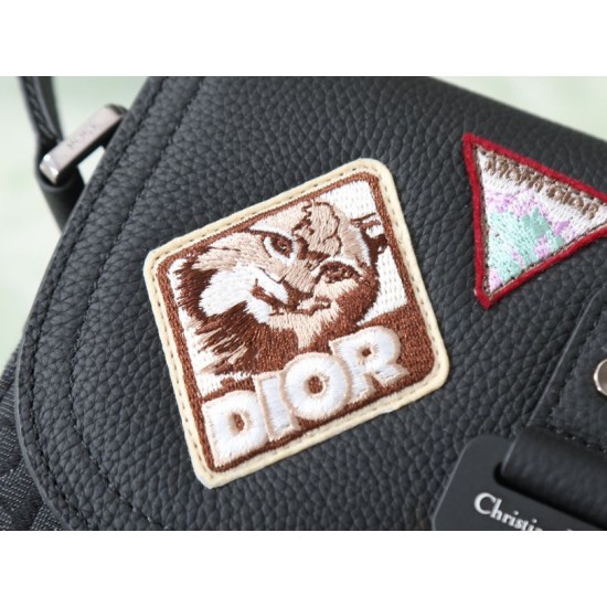 Premio Replica Borse a tracolla Dior Saddle piccola con patta nera Imitazione Outlet