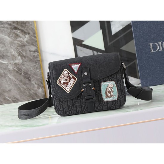 Premio Replica Borse a tracolla Dior Saddle piccola con patta nera Imitazione Outlet
