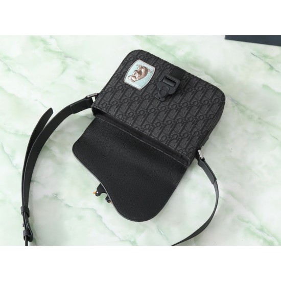 Premio Replica Borse a tracolla Dior Saddle piccola con patta nera Imitazione Outlet