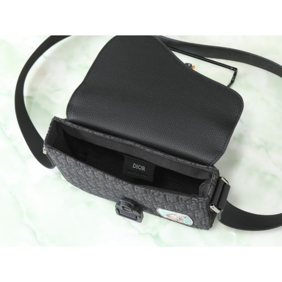 Premio Replica Borse a tracolla Dior Saddle piccola con patta nera Imitazione Outlet