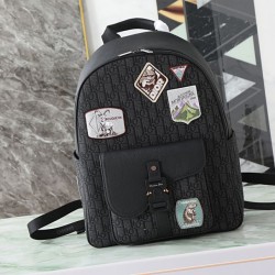 Premio Replica Zaino Dior Saddle Zip Dior Oblique jacquard nero Imitazione Outlet