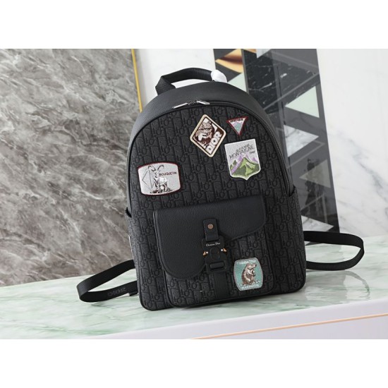Premio Replica Zaino Dior Saddle Zip Dior Oblique jacquard nero Imitazione Outlet