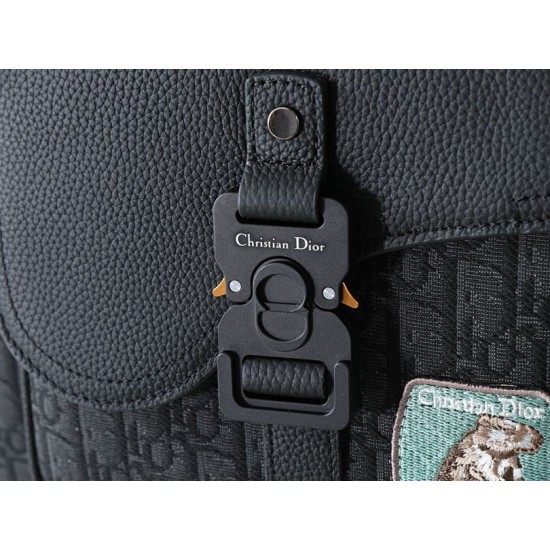 Premio Replica Zaino Dior Saddle Zip Dior Oblique jacquard nero Imitazione Outlet