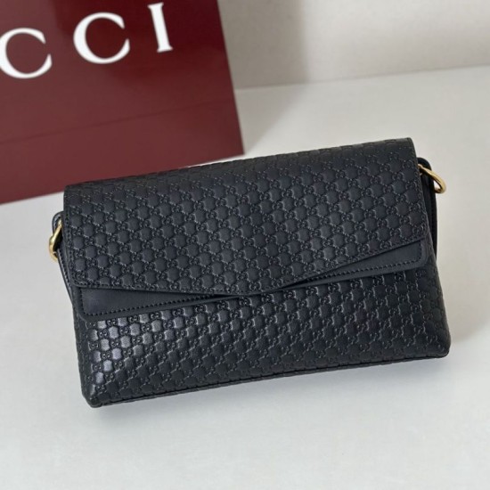 Premio Replica Borsa a tracolla media Gucci GG rilievo con catena 857622 Nero Imitazione Outlet