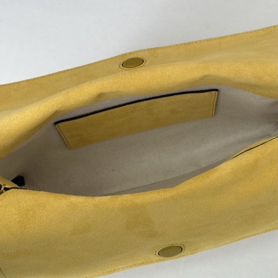 Premio Replica Borsa a tracolla Gucci media con motivo GG goffrato e catena 857622 scamosciata Giallo Imitazione Outlet