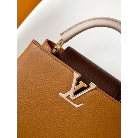 Premio Replica Borsa tote Louis Vuitton Taurillon Capucines BB M14176 Marrone Imitazione Outlet