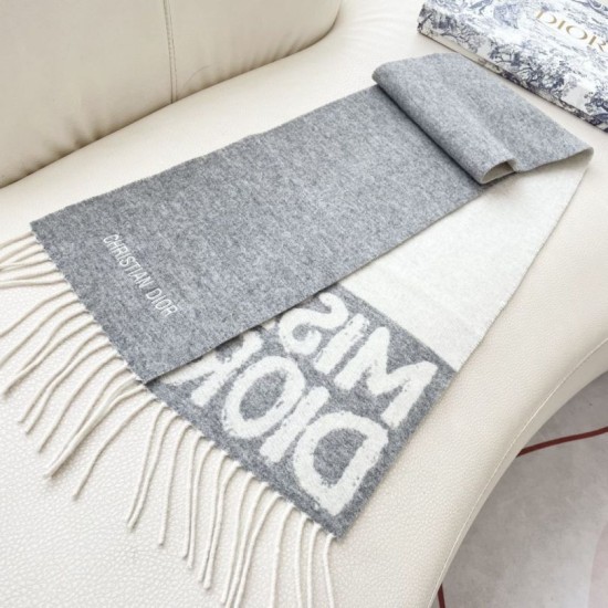 Premio Replica Sciarpa reversibile in cashmere Dior Miss Dior Graffiti grigio/avorio 17 x 140 Imitazione Outlet