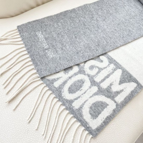 Premio Replica Sciarpa reversibile in cashmere Dior Miss Dior Graffiti grigio/avorio 17 x 140 Imitazione Outlet