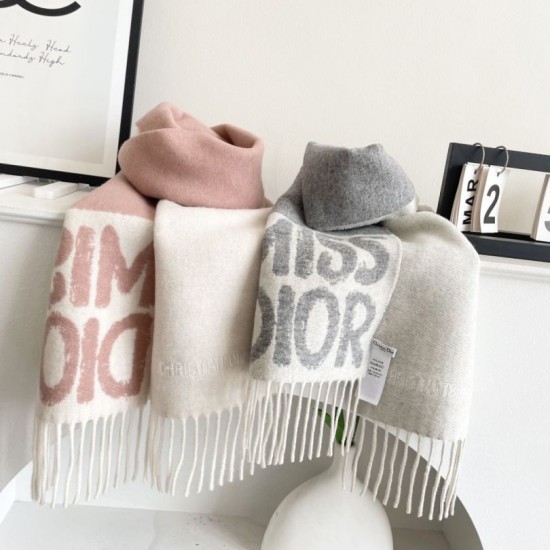 Premio Replica Sciarpa reversibile in cashmere Dior Miss Dior Graffiti grigio/Rosa 17 x 140 Imitazione Outlet