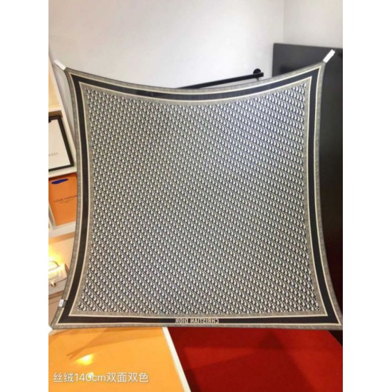 Premio Replica Sciarpa quadrata reversibile in seta e cashmere Dior Oblique Diortwin grigio/nero 140 x 140 Imitazione Outlet