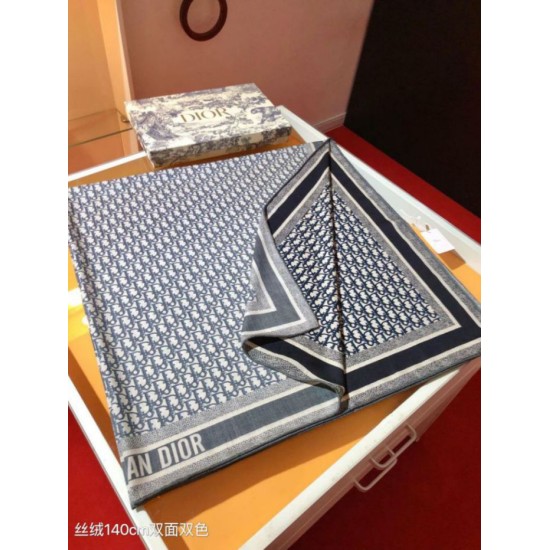 Premio Replica Sciarpa quadrata reversibile in seta e cashmere Dior Oblique Diortwin grigio/nero 140 x 140 Imitazione Outlet