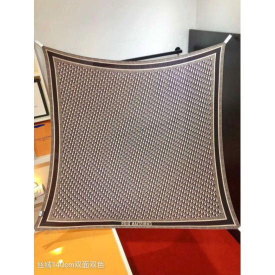 Premio Replica Sciarpa quadrata reversibile in seta e cashmere Dior Oblique Diortwin bordeaux/blu 140 x 140 Imitazione Outlet