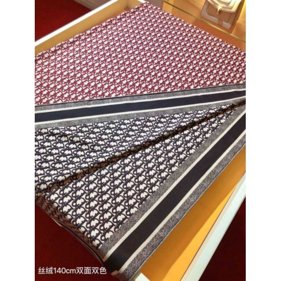 Premio Replica Sciarpa quadrata reversibile in seta e cashmere Dior Oblique Diortwin bordeaux/blu 140 x 140 Imitazione Outlet