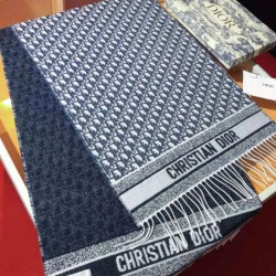 Premio Replica Sciarpa Dior Oblique double face in cashmere ecru/blu 48 x 200 Imitazione Outlet
