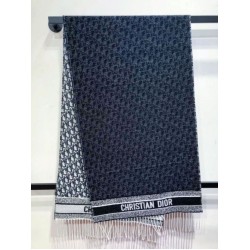 Premio Replica Sciarpa Dior Oblique double face in cashmere ecru/blu 48 x 200 Imitazione Outlet