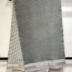Premio Replica Sciarpa Dior Oblique double face in cashmere grigio/blu 48 x 200 Imitazione Outlet
