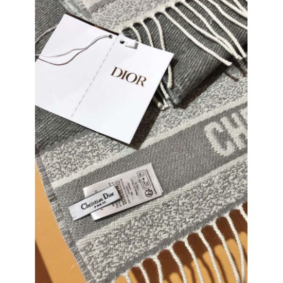 Premio Replica Sciarpa Dior Oblique double face in cashmere grigio/blu 48 x 200 Imitazione Outlet
