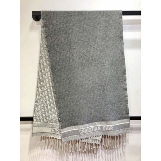 Premio Replica Sciarpa Dior Oblique double face in cashmere grigio/blu 48 x 200 Imitazione Outlet