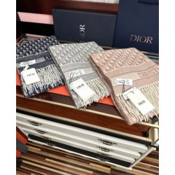 Premio Replica Sciarpa frange Dior Oblique cashmere blu navy/écru 45 x 200 Rosa Imitazione Outlet