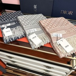 Premio Replica Sciarpa frange Dior Oblique cashmere blu navy/écru 45 x 200 Rosa Imitazione Outlet