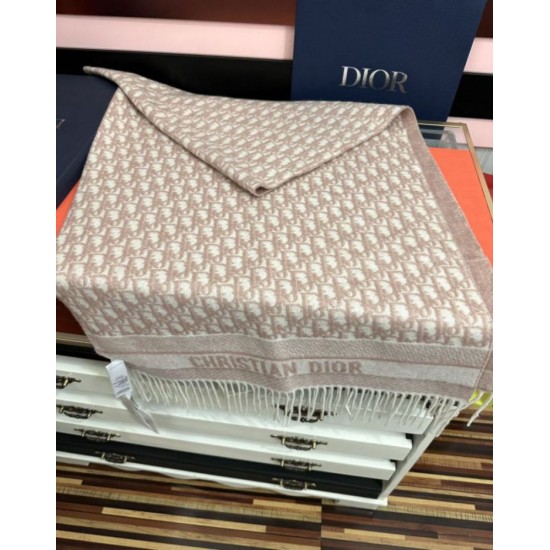 Premio Replica Sciarpa frange Dior Oblique cashmere blu navy/écru 45 x 200 Rosa Imitazione Outlet