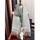 Premio Replica Sciarpa frange Dior Oblique cashmere blu navy/écru 45 x 200 grigio Imitazione Outlet