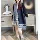 Premio Replica Sciarpa frange Dior Oblique cashmere blu navy/écru 45 x 200 Blu Imitazione Outlet
