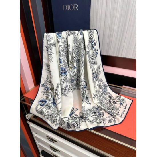 Premio Replica Sciarpa Mitzah in seta e cashmere multicolore Dior D-Floral 140 x 140 01 Imitazione Outlet