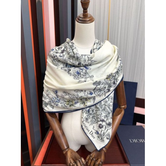 Premio Replica Sciarpa Mitzah in seta e cashmere multicolore Dior D-Floral 140 x 140 01 Imitazione Outlet