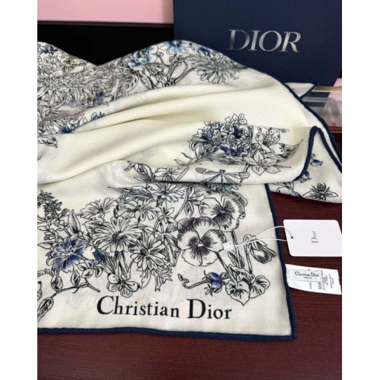 Premio Replica Sciarpa Mitzah in seta e cashmere multicolore Dior D-Floral 140 x 140 01 Imitazione Outlet