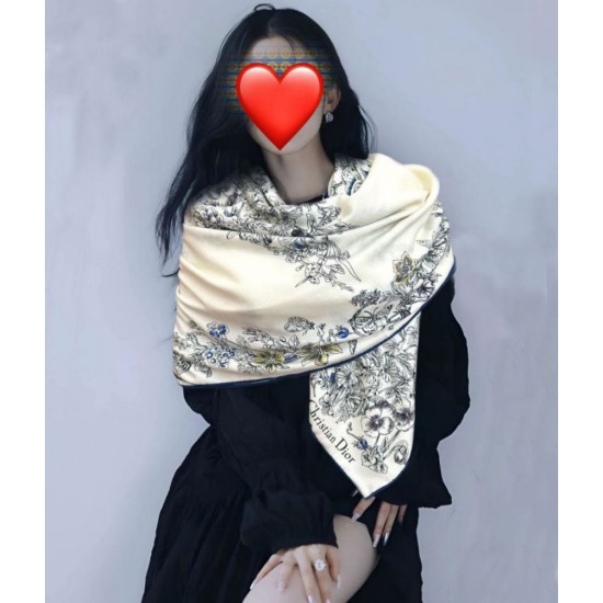 Premio Replica Sciarpa Mitzah in seta e cashmere multicolore Dior D-Floral 140 x 140 01 Imitazione Outlet