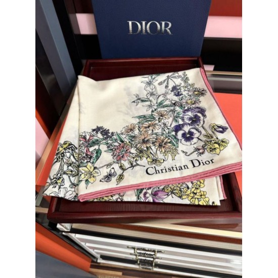 Premio Replica Sciarpa Mitzah in seta e cashmere multicolore Dior D-Floral 140 x 140 02 Imitazione Outlet