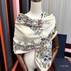 Premio Replica Sciarpa Mitzah in seta e cashmere multicolore Dior D-Floral 140 x 140 02 Imitazione Outlet