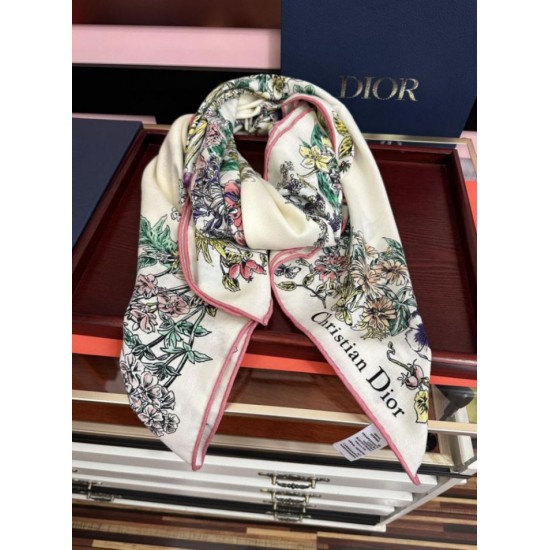 Premio Replica Sciarpa Mitzah in seta e cashmere multicolore Dior D-Floral 140 x 140 02 Imitazione Outlet