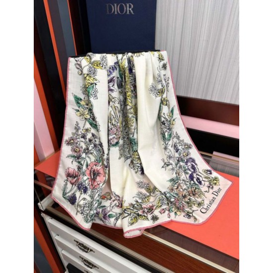 Premio Replica Sciarpa Mitzah in seta e cashmere multicolore Dior D-Floral 140 x 140 02 Imitazione Outlet
