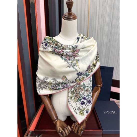 Premio Replica Sciarpa Mitzah in seta e cashmere multicolore Dior D-Floral 140 x 140 02 Imitazione Outlet