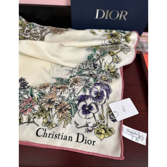 Premio Replica Sciarpa Mitzah in seta e cashmere multicolore Dior D-Floral 140 x 140 02 Imitazione Outlet