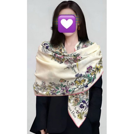 Premio Replica Sciarpa Mitzah in seta e cashmere multicolore Dior D-Floral 140 x 140 02 Imitazione Outlet