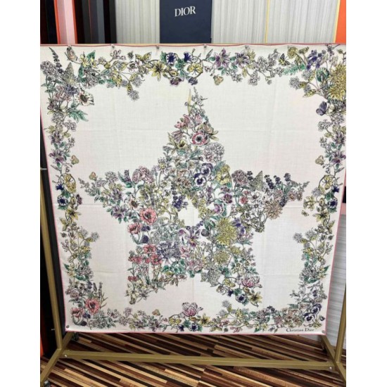 Premio Replica Sciarpa Mitzah in seta e cashmere multicolore Dior D-Floral 140 x 140 02 Imitazione Outlet