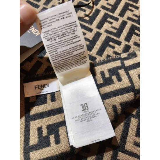 Premio Replica Sciarpa Fendi FF in misto lana e cashmere nera/marrone 32 x 200 Imitazione Outlet