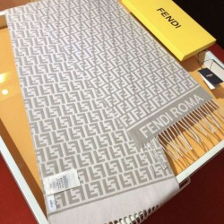 Premio Replica Sciarpa Fendi FF in misto lana e cashmere grigio tortora 32 x 200 Imitazione Outlet