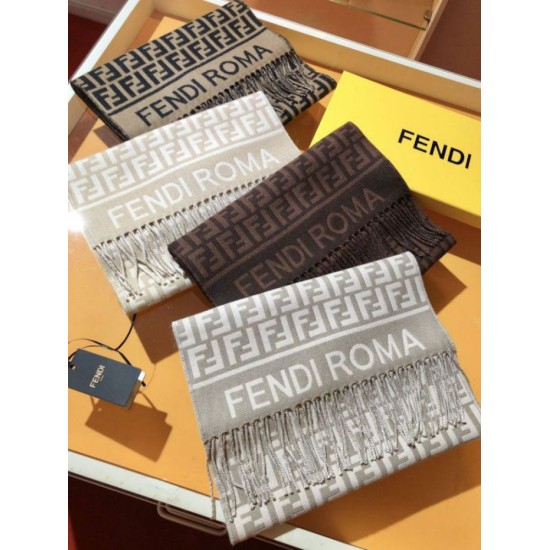 Premio Replica Sciarpa Fendi FF in misto lana e cashmere bordeaux 32 x 200 Imitazione Outlet