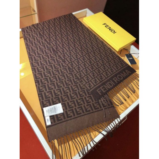 Premio Replica Sciarpa Fendi FF in misto lana e cashmere bordeaux 32 x 200 Imitazione Outlet