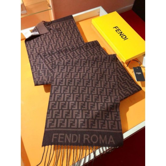 Premio Replica Sciarpa Fendi FF in misto lana e cashmere bordeaux 32 x 200 Imitazione Outlet