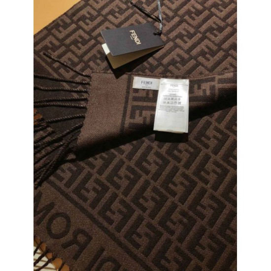 Premio Replica Sciarpa Fendi FF in misto lana e cashmere bordeaux 32 x 200 Imitazione Outlet