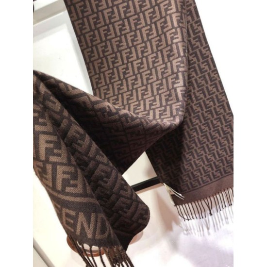 Premio Replica Sciarpa Fendi FF in misto lana e cashmere bordeaux 32 x 200 Imitazione Outlet
