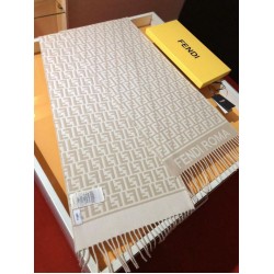 Premio Replica Sciarpa Fendi FF in misto lana e cashmere Beige 32 x 200 Imitazione Outlet