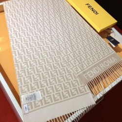 Premio Replica Sciarpa Fendi FF in misto lana e cashmere Beige 32 x 200 Imitazione Outlet